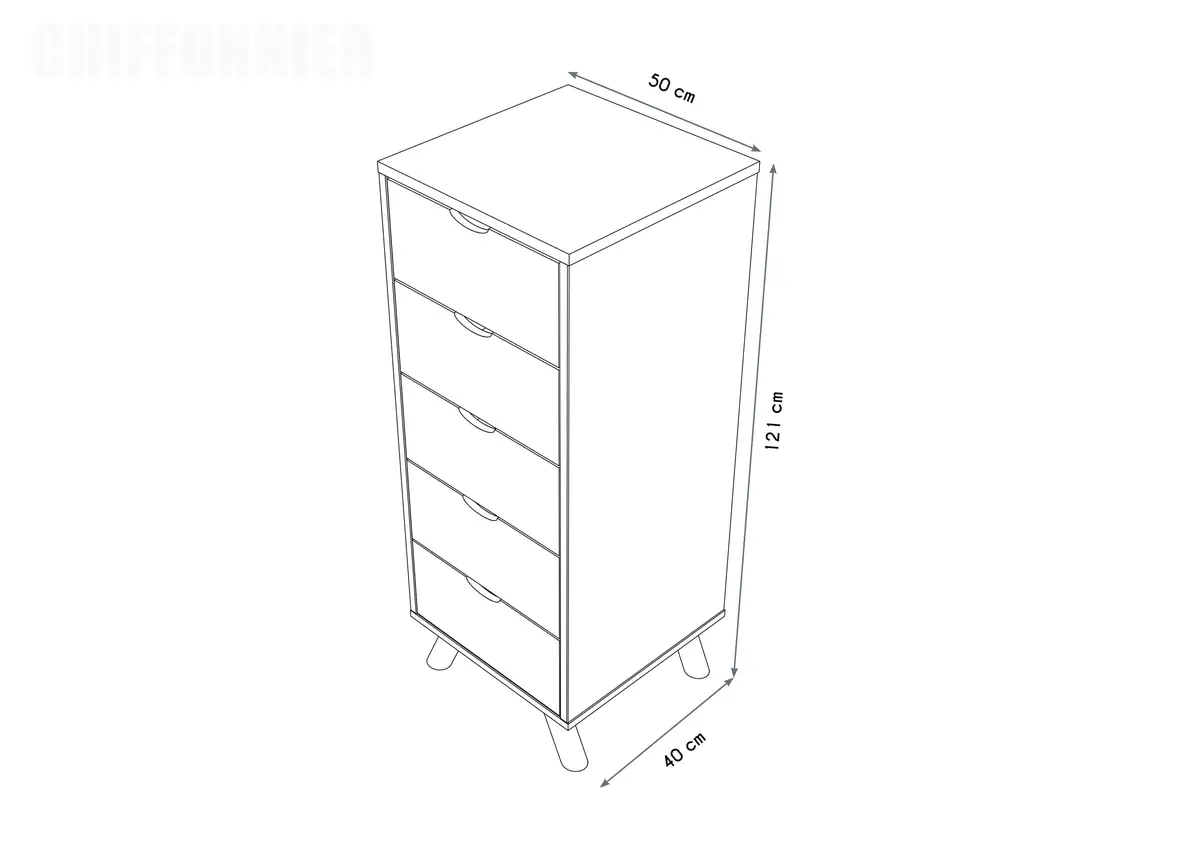 Chiffonnier Scandinave bois 5 tiroirs Viking — vue 6
