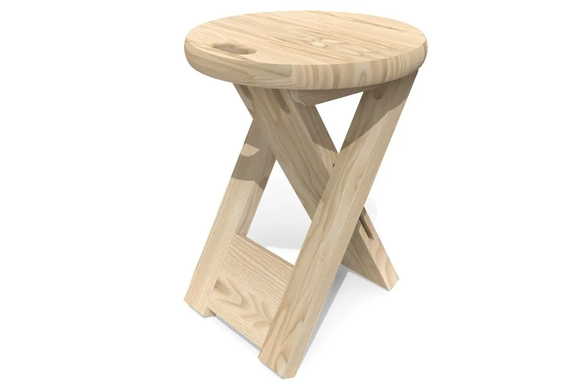 Tabouret pliable en bois vintage