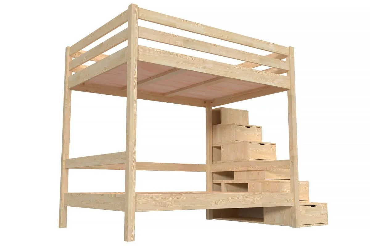 Lit superposé double + escalier rangement Sylvia