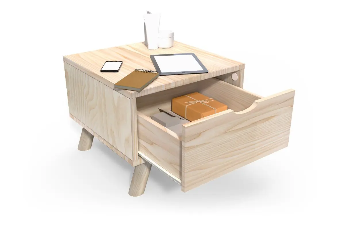 Table de chevet Scandinave bois Viking + tiroir — vue 4