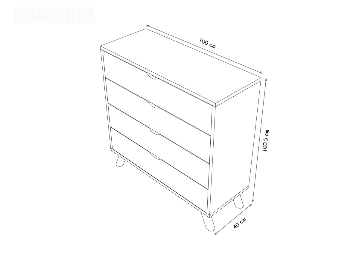 Commode Scandinave en bois massif Viking — vue 6