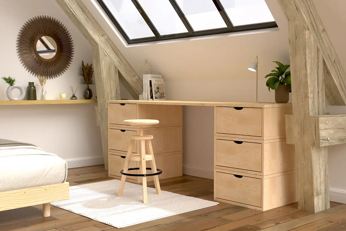 Tabouret de bar bois à vis — vue 3