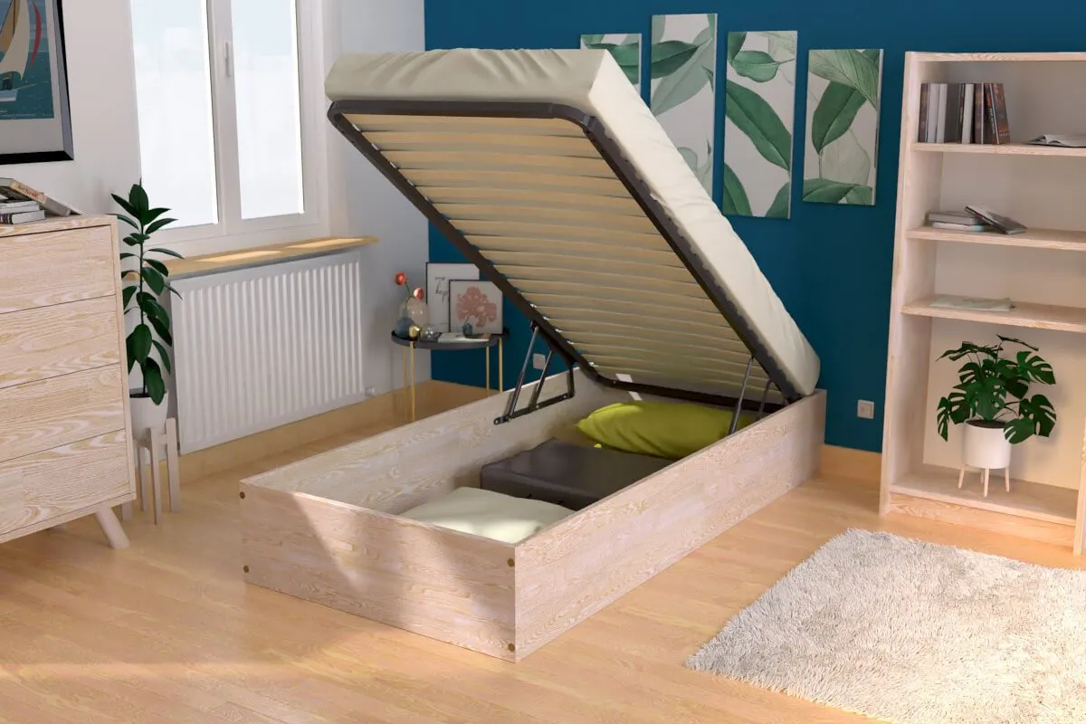 Lit coffre - 1 place bois massif — vue 3