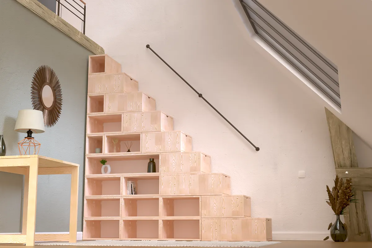 Escalier cube de rangement hauteur 225 cm — vue 3