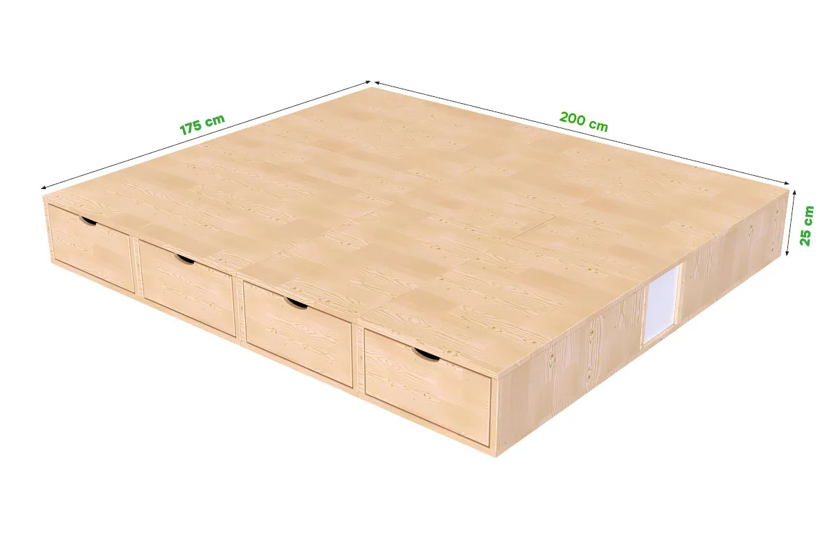 Lit double avec rangement tiroirs Cube - — vue 5