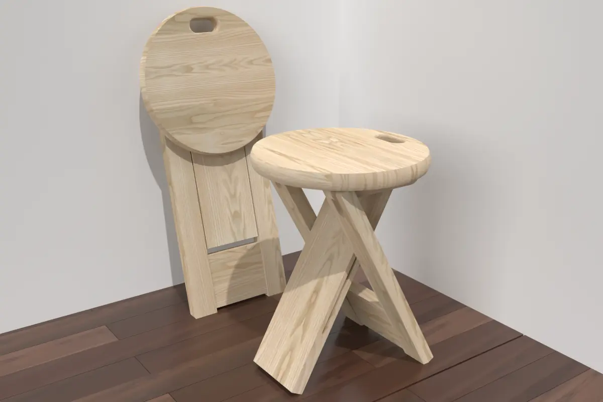Tabouret pliable en bois vintage — vue 3