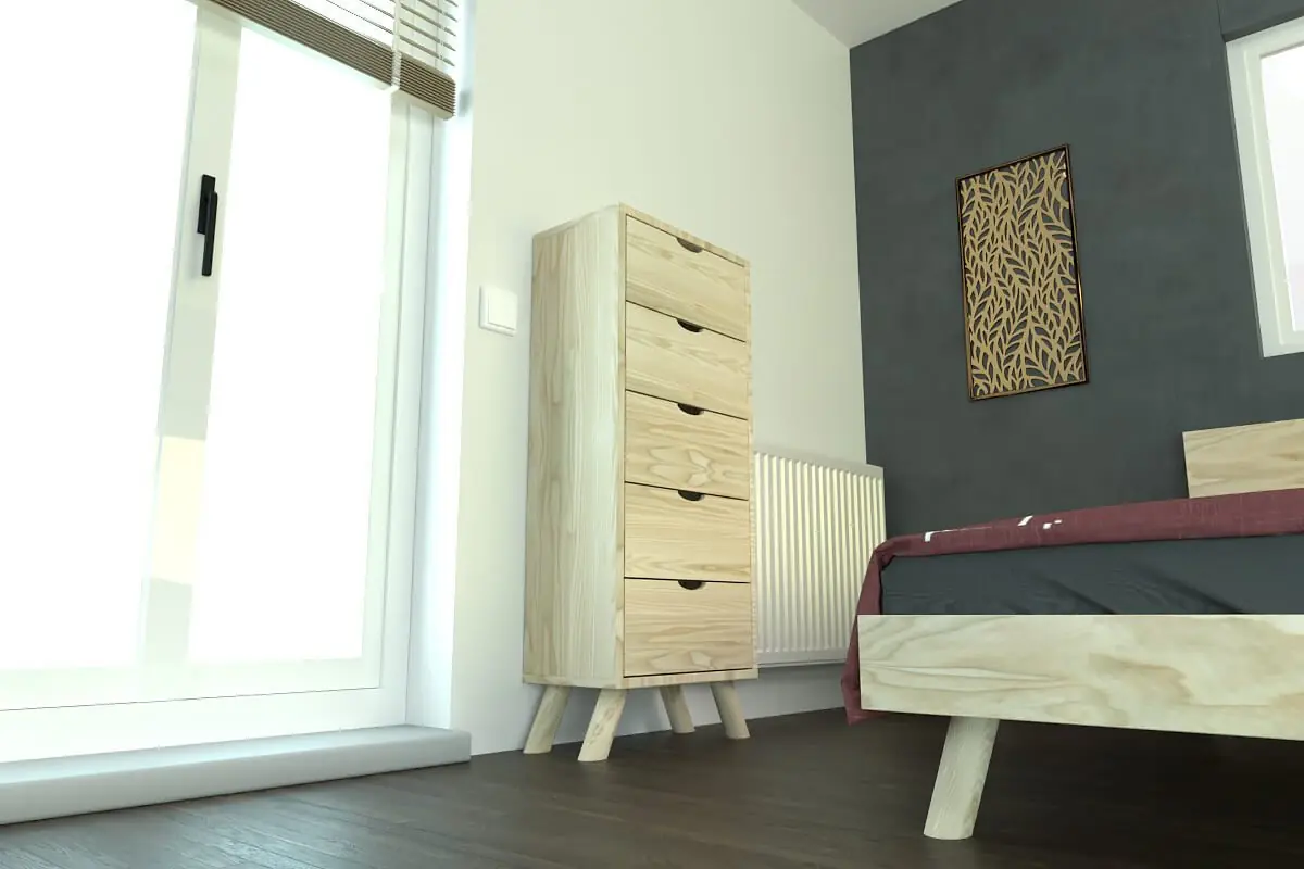 Chiffonnier Scandinave bois 5 tiroirs Viking — vue 4