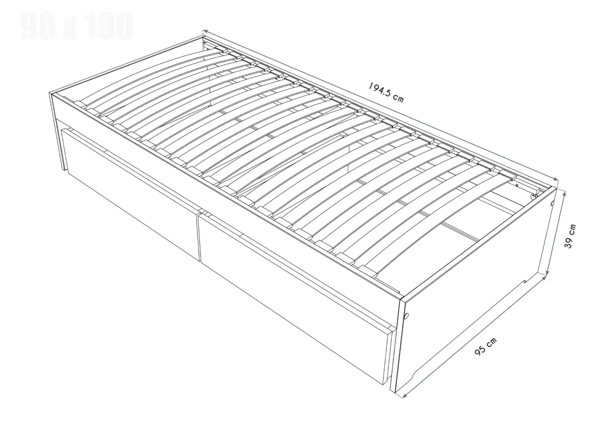 Lit simple avec tiroirs de rangement Malo — vue 5