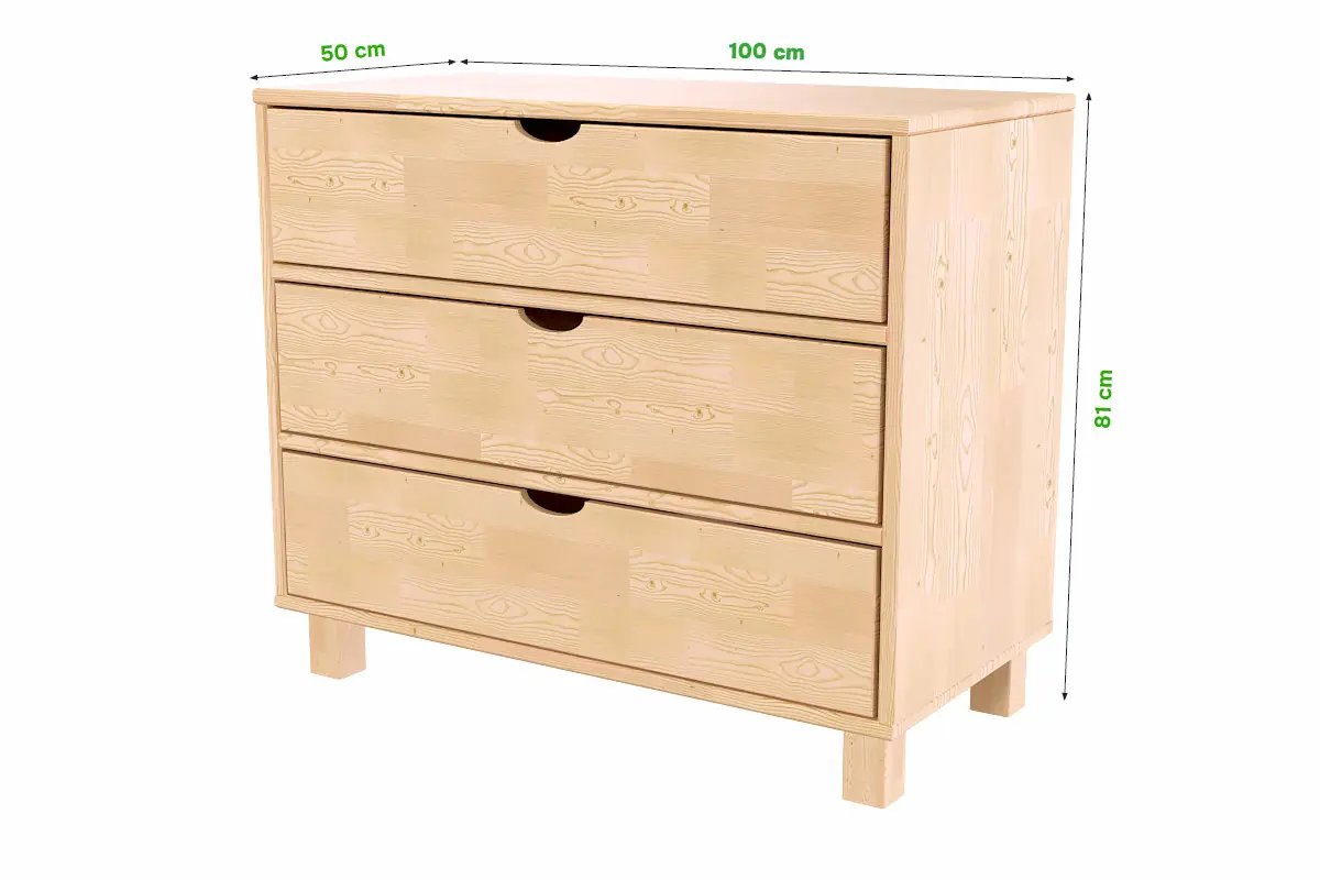 Commode bois 3 tiroirs Cube — vue 5