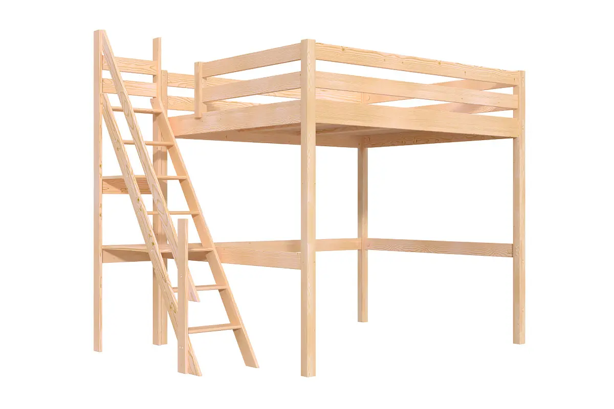 Lit Mezzanine bois Sylvia avec escalier de meunier