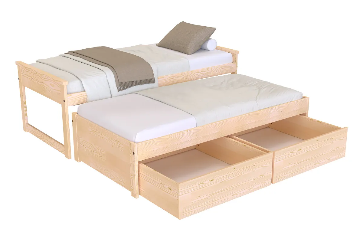 Lit Gigogne Maxi en bois + tiroirs de rangement — vue 5