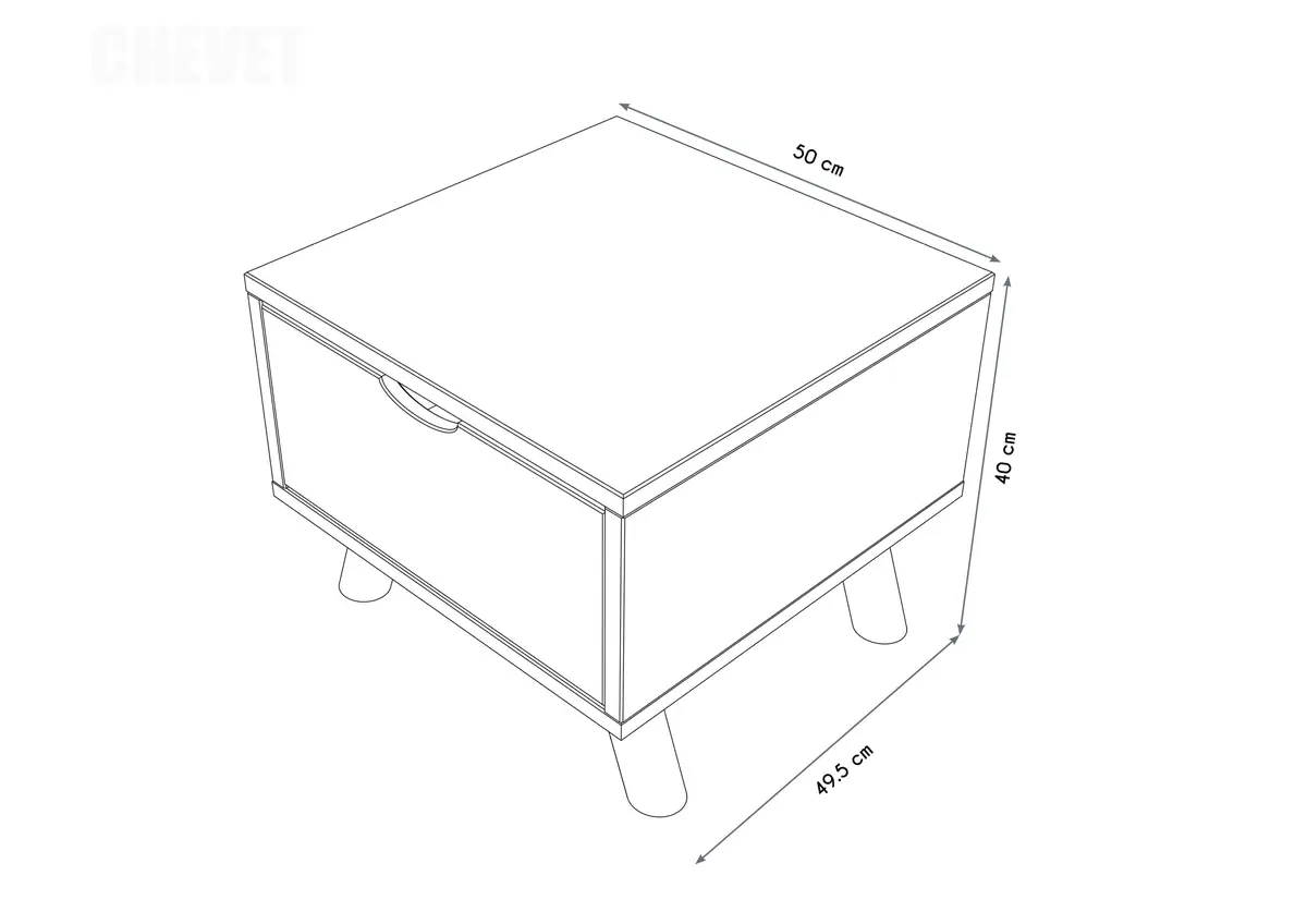 Table de chevet Scandinave bois Viking + tiroir — vue 5