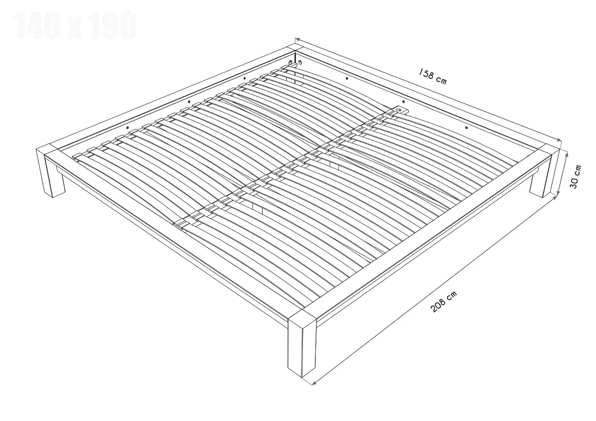 Lit 2 places King Solid en bois massif — vue 4