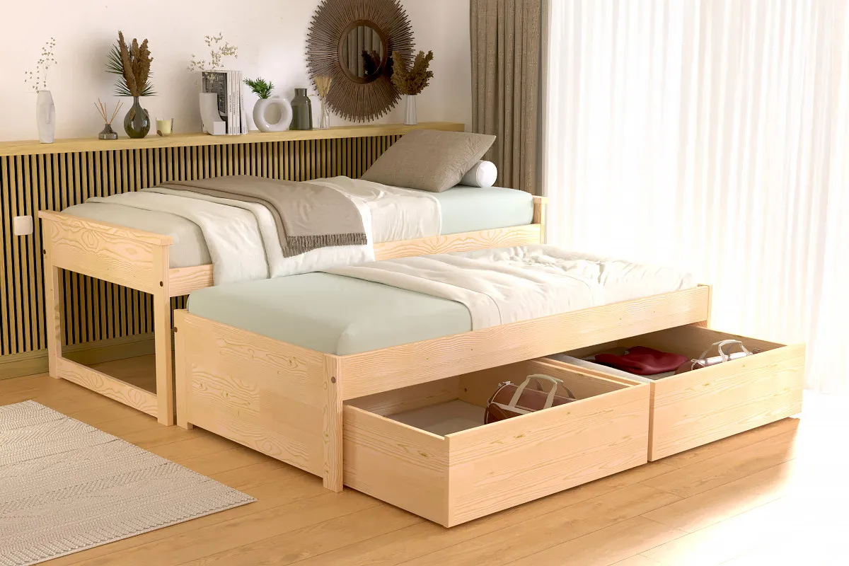 Lit Gigogne Maxi en bois + tiroirs de rangement — vue 3