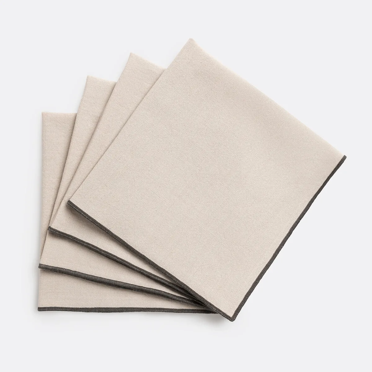 Lot De 4 Serviettes De Table, Coton Lavé, Tampa