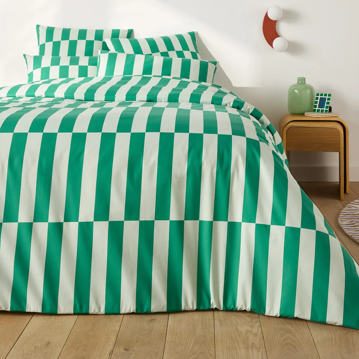 Taie D'oreiller 50% Coton Recyclé, TABAKA VERT — vue 3