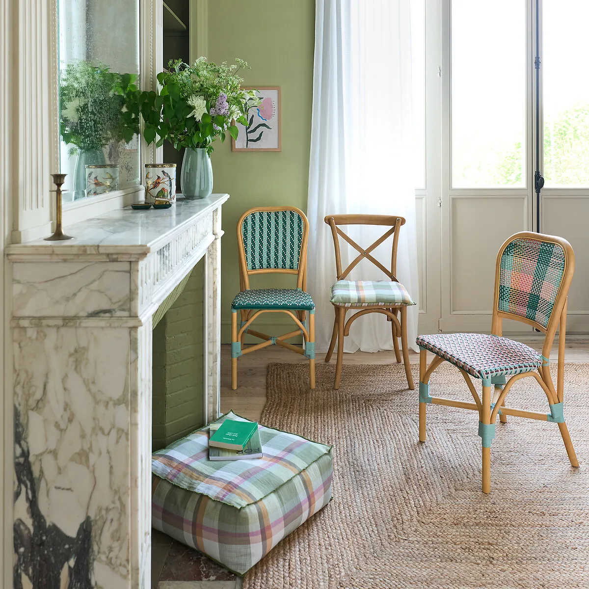Lot De 2 Chaises Tressées Tartan, Musette — vue 3