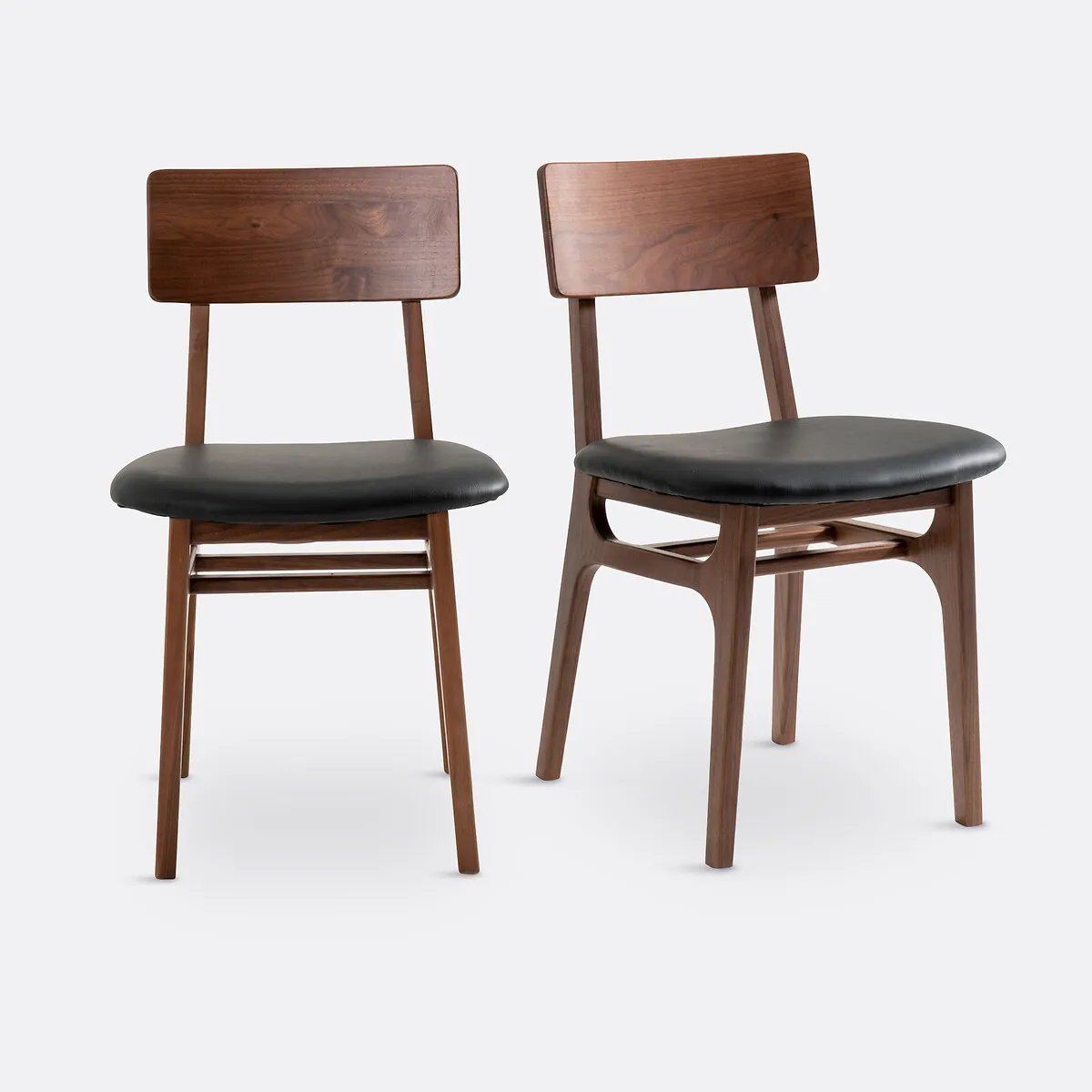 Lot De 2 Chaises Noyer Et Cuir, Larsen