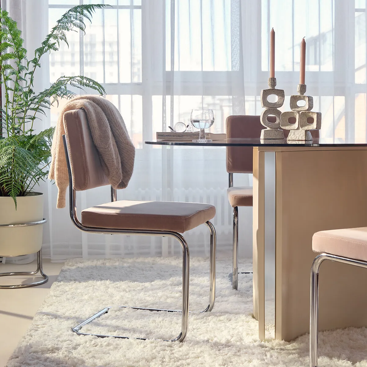 Lot De 2 Chaises Cantilever En Velours, Sarva — vue 3