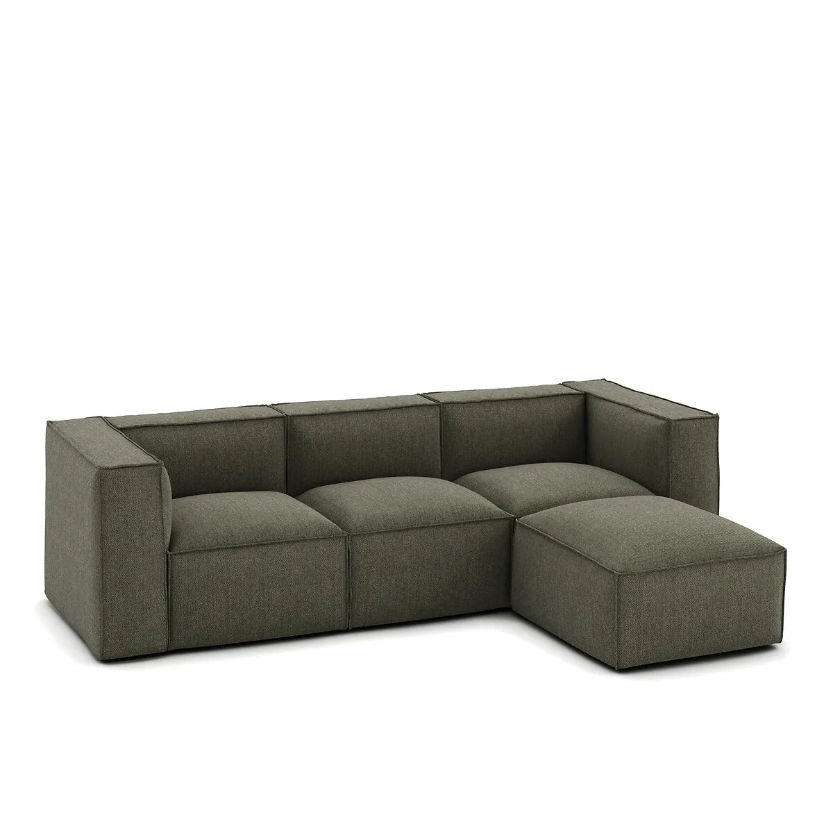 Canapé Modulable, 3 Places Et Pouf, En Tissu Texturé, SEVEN — vue 3