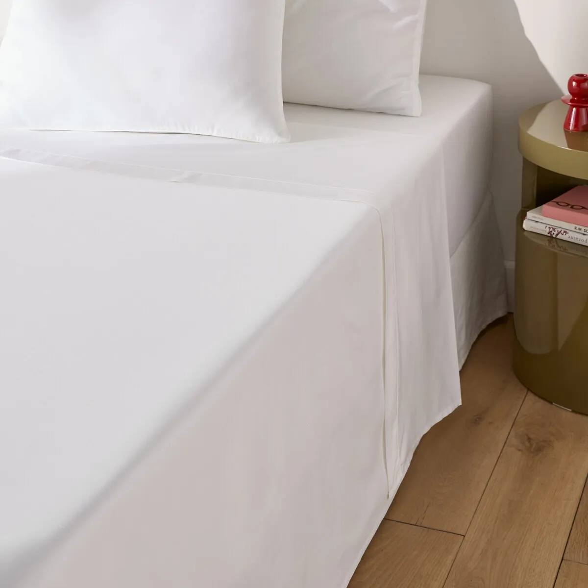 Drap Plat Uni En Satin De Coton, 153 Fils, Opale — vue 3