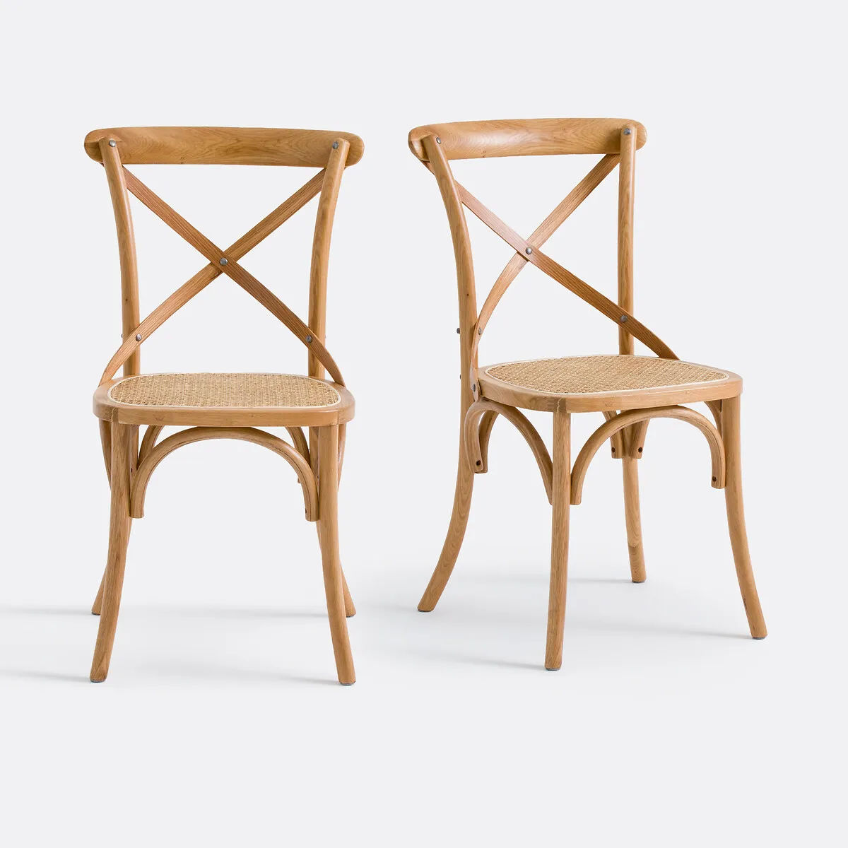 Lot De 2 Chaises Chêne Et Cannage Cedak