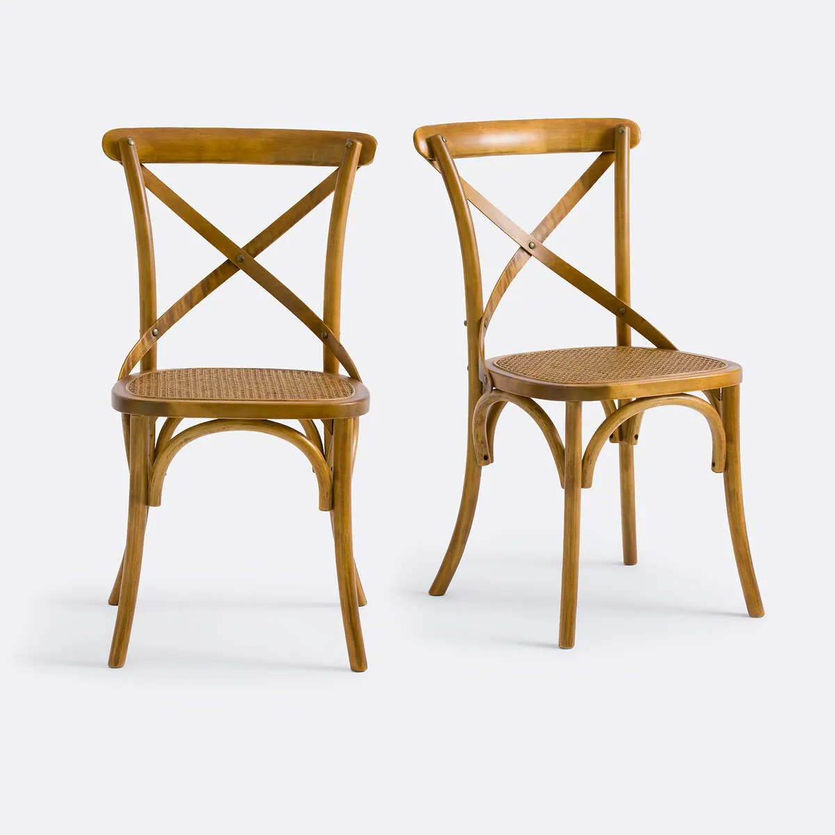 Lot De 2 Chaises Bois Et Cannage Cedak