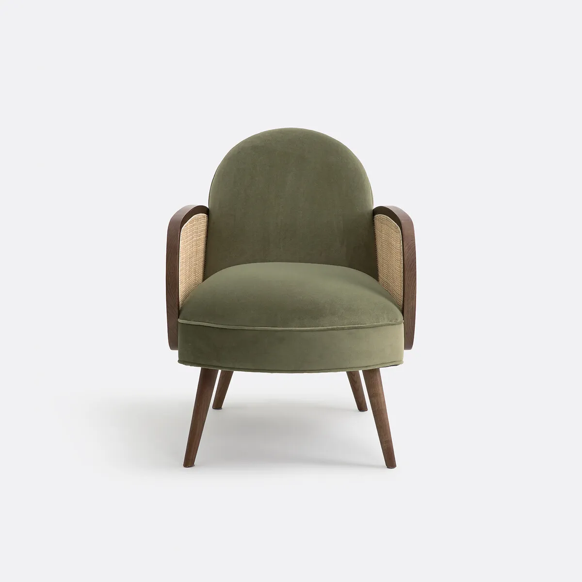 Fauteuil Velours Et Cannage, Buisseau — vue 3