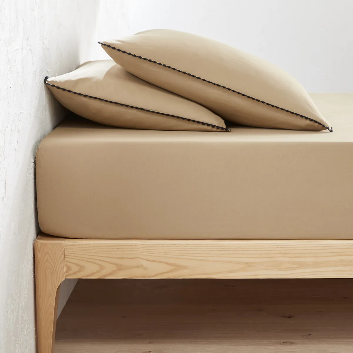 Drap Housse Uni Coton Lavé, Bonnet 25cm, Merida