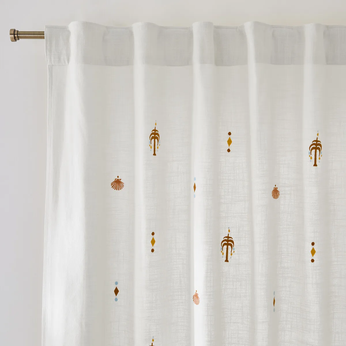 Rideau En Coton, Motifs Exotiques Brodés, Pattes Cachées, NIZAR
