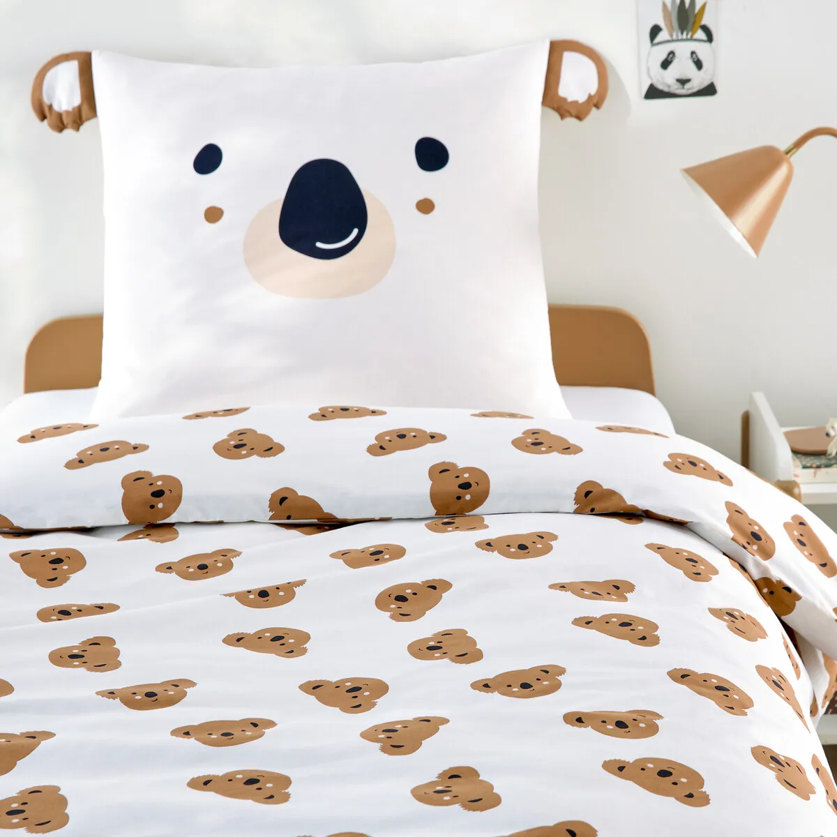 Parure De Lit Enfant 50% Coton Recyclé, Taie Carrée, KOALA