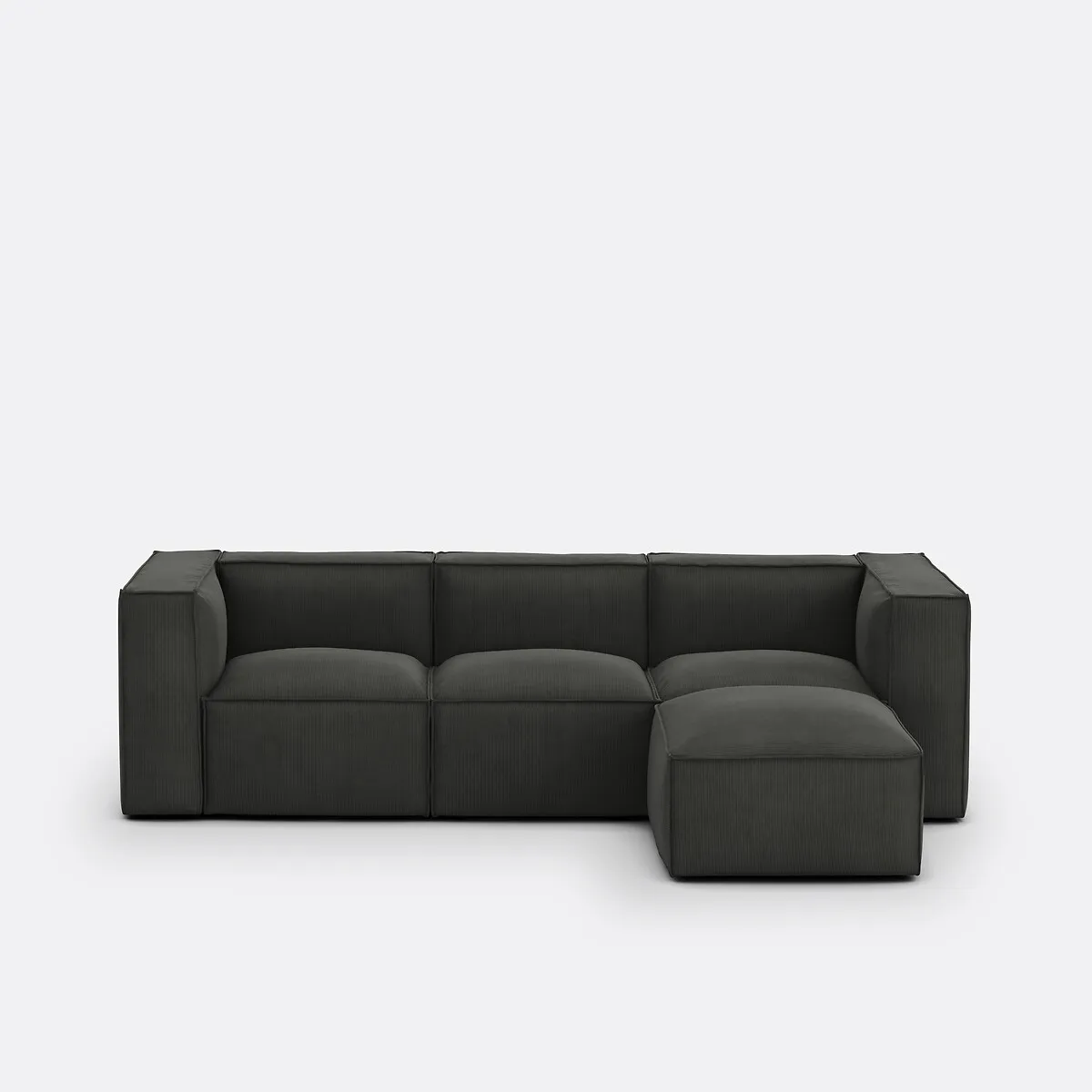 Canapé Modulable, 3 Places Et Pouf, En Velours Côtelé Fines Côtes, SEVEN