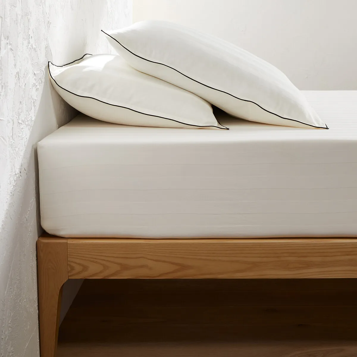 Drap-housse En Satin De Coton Lavé, 118 Fils, Victor Rayé