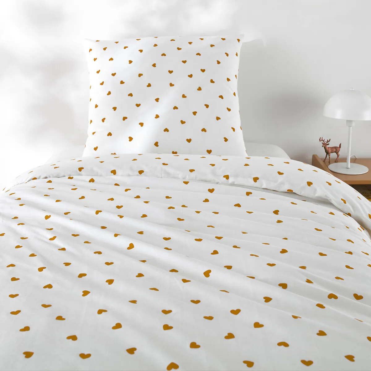 Parure Enfant, En 50% Coton Recyclé, Avec Taie Carrée, Scacco Caramel