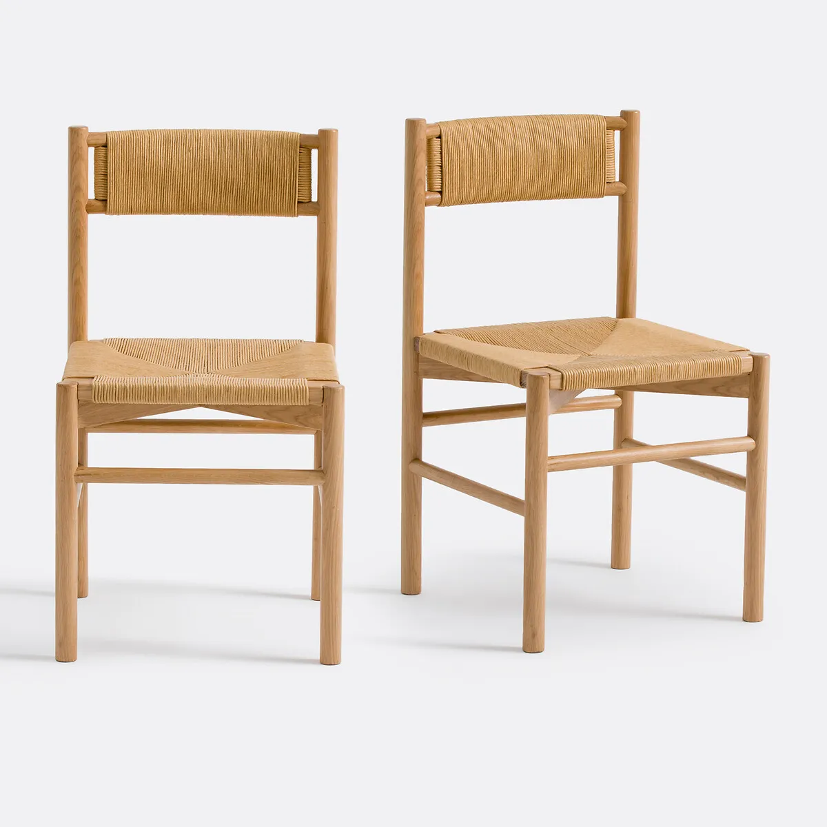 Lot 2 Chaises Chêne Et Corde De Papier, Marrathy