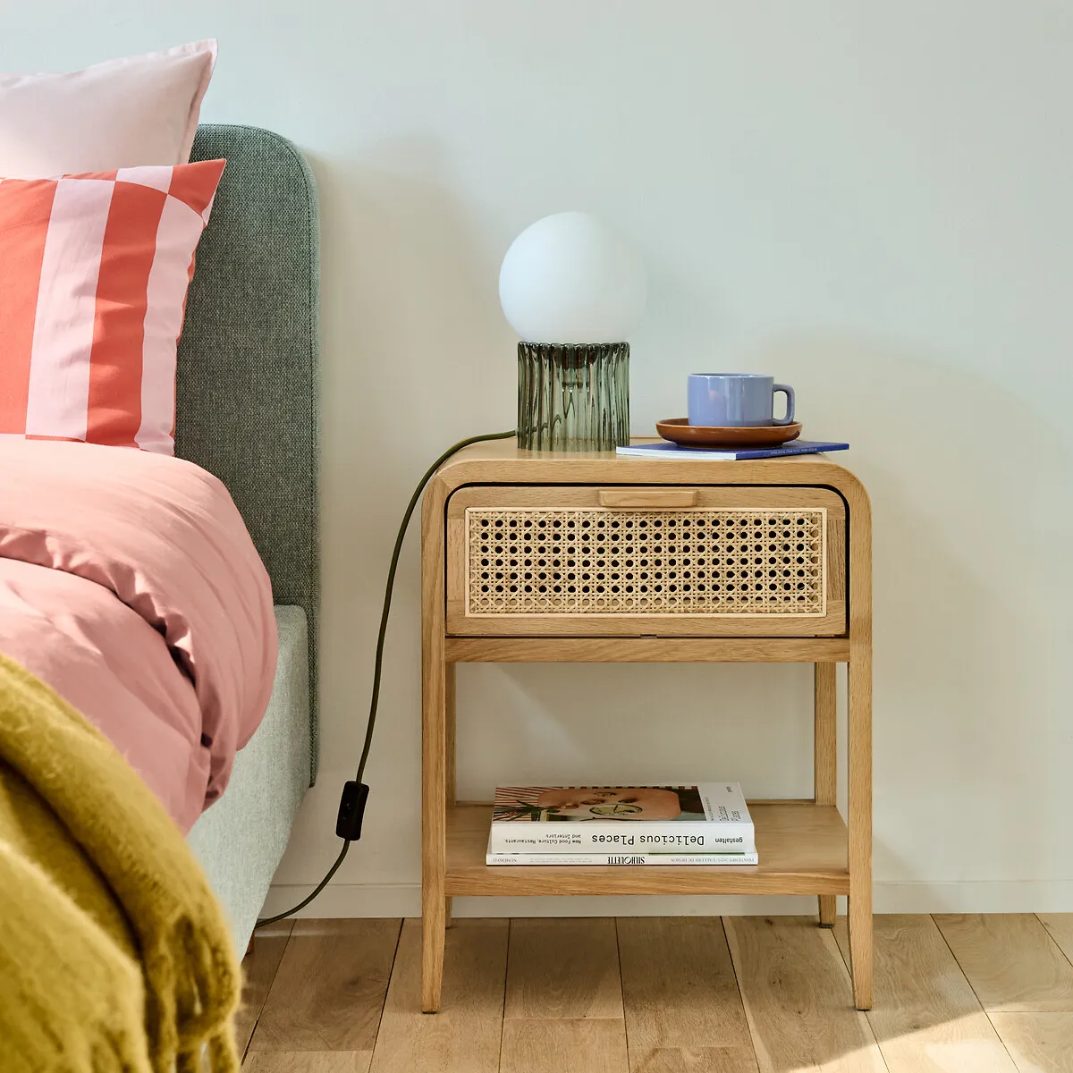 Lampe À Poser, Verre Strié Coloré Et Opaline, Dima — vue 3
