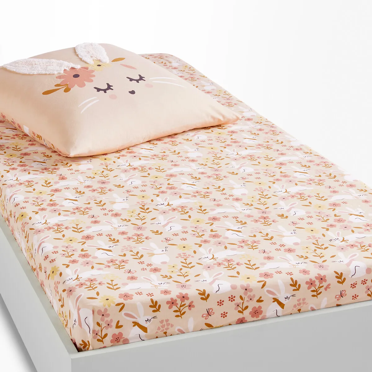 Drap-housse Enfant Coton Biologique, Lapin Fleuri