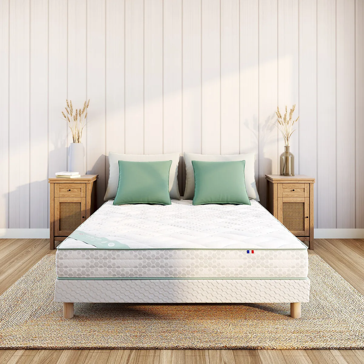 Ensemble Matelas Dos Sensible, 672 Ressorts, Ferme, Accueil Moelleux Et Sommier