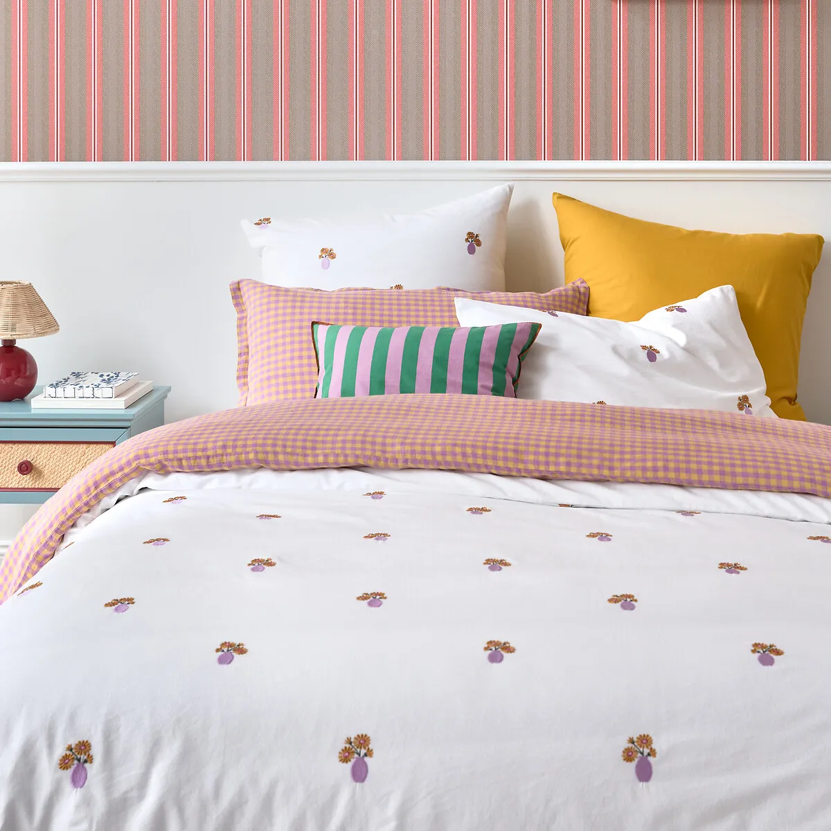 Housse De Couette Coton Vintage Brodé, Ariette