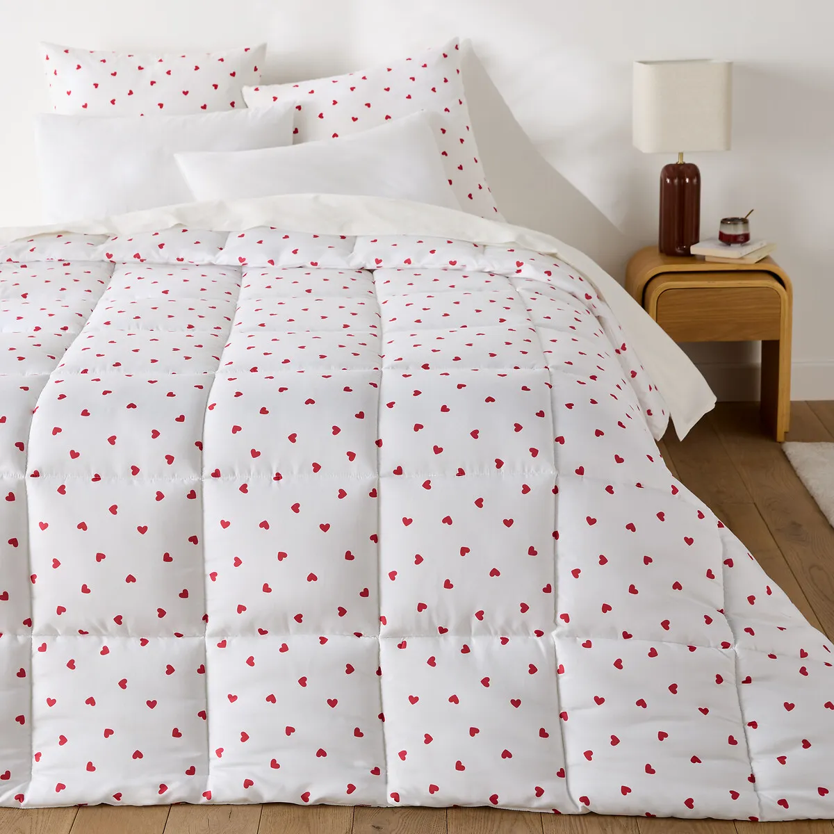 Couette Synthétique, Imprimé Cœurs, Microfibre Recyclé, SCACCO