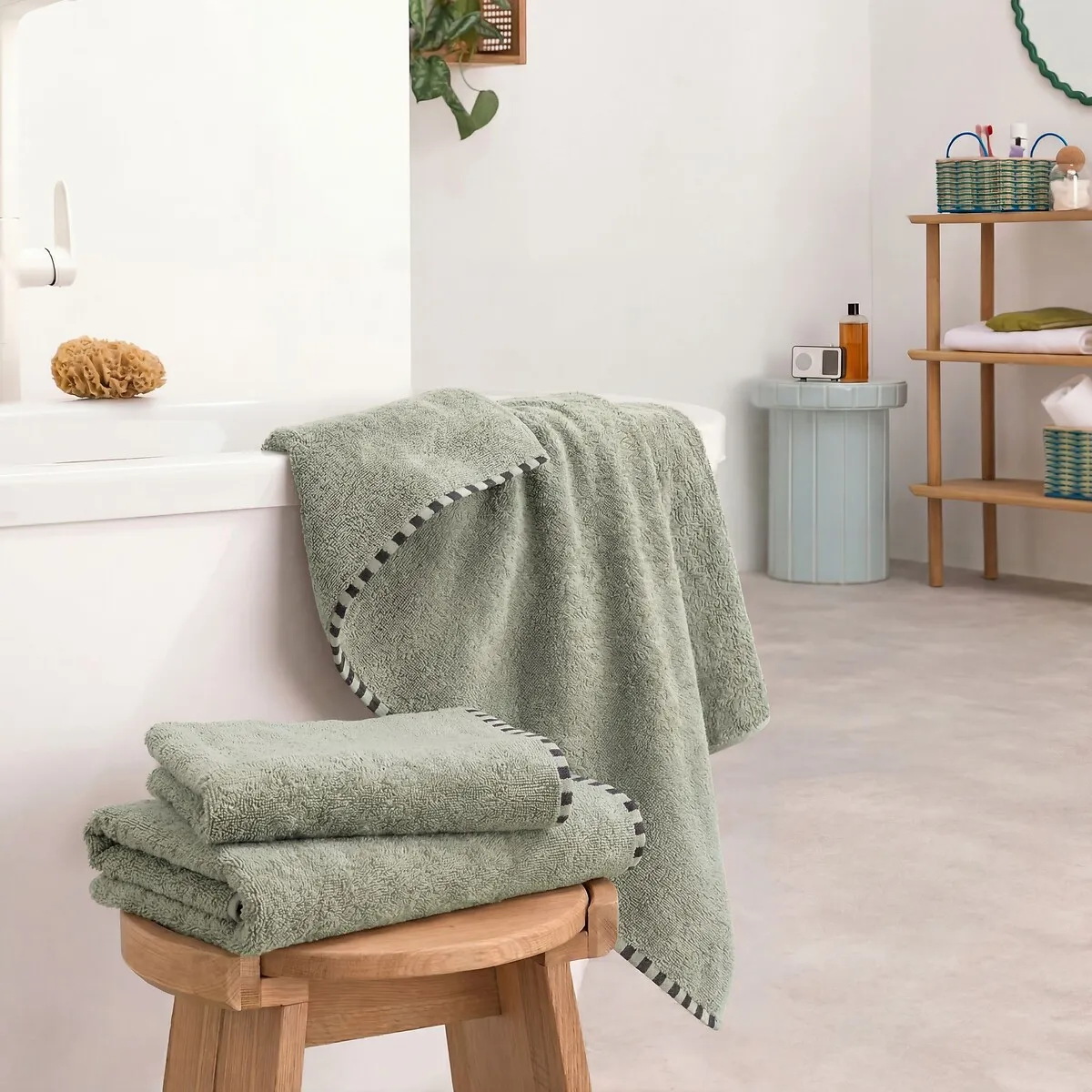 Maxi Drap De Bain En Éponge Bouclette, 100% Coton Recyclé, TIZNIT — vue 3