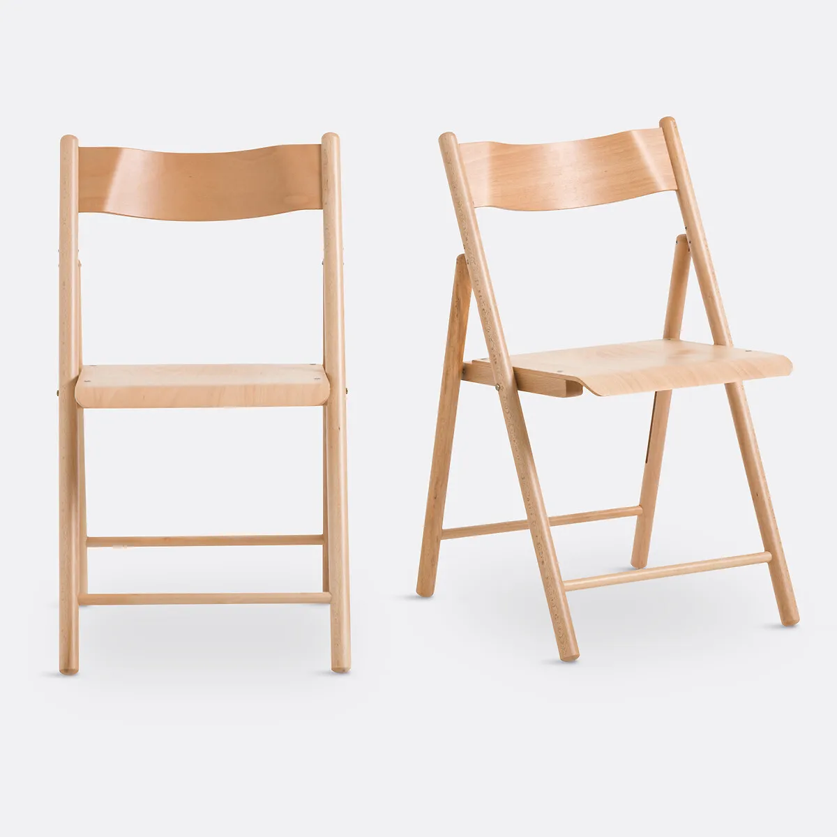 Lot De 2 Chaises Pliantes Hêtre Et Plaqué, Panni