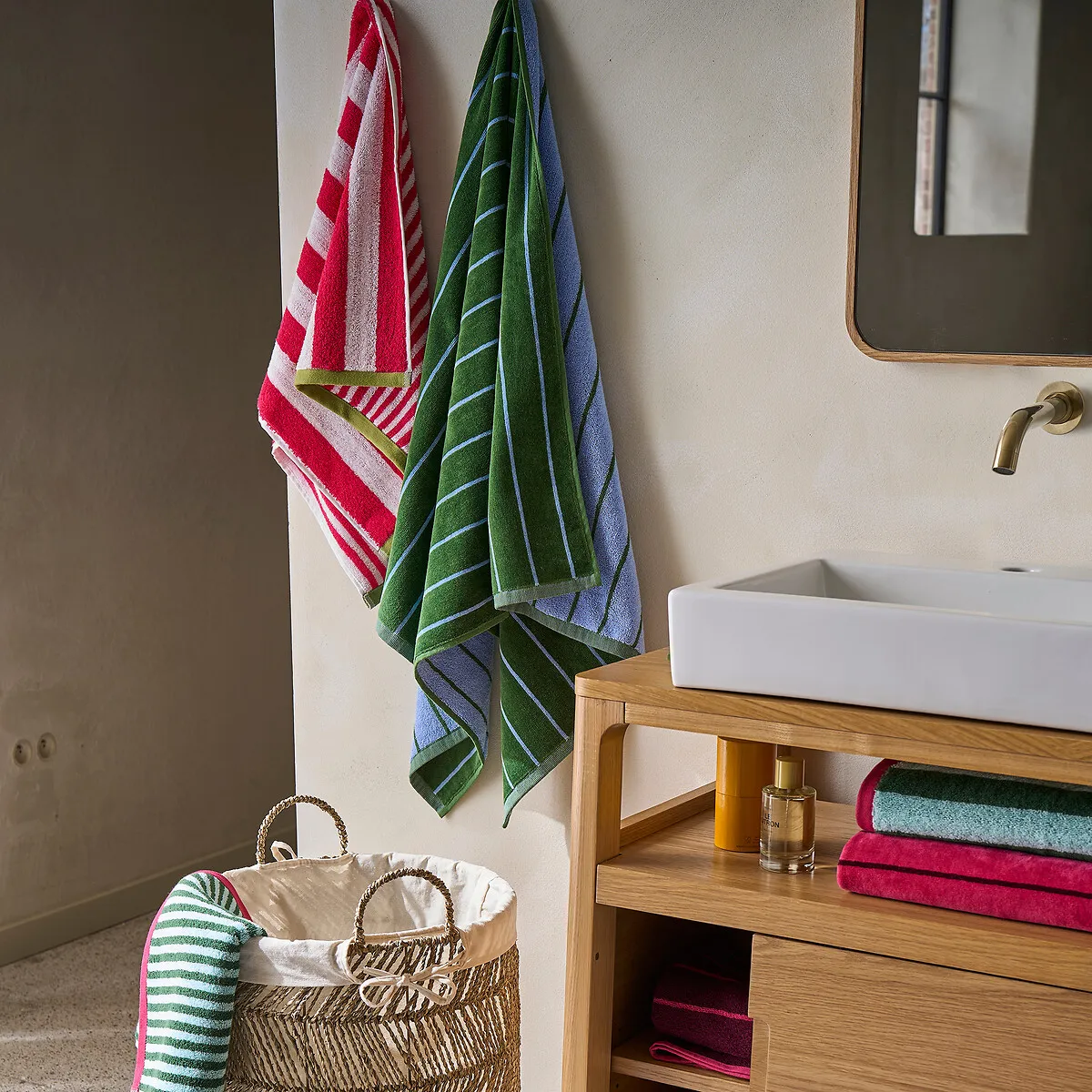 Drap De Bain Rayé, En Éponge Bouclette 500g, DANI BICOLORE — vue 3