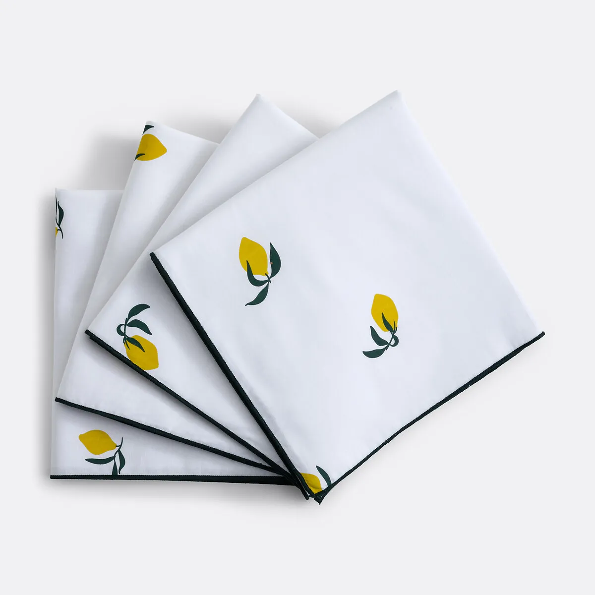 Lot De 4 Serviettes De Table Imprimées En Coton, CITRON