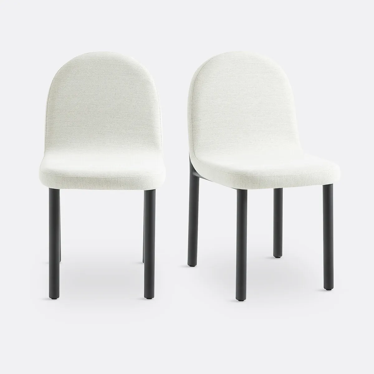 Lot De 2 Chaises Tissu Et Métal Fer Noir, Polly