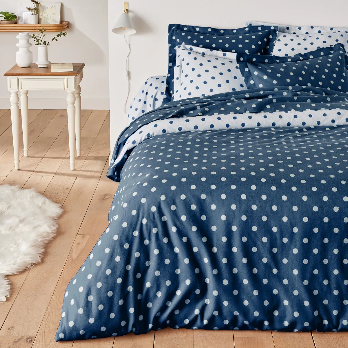 Drap Housse Flanelle Imprimé Pois, Clarisse — vue 3