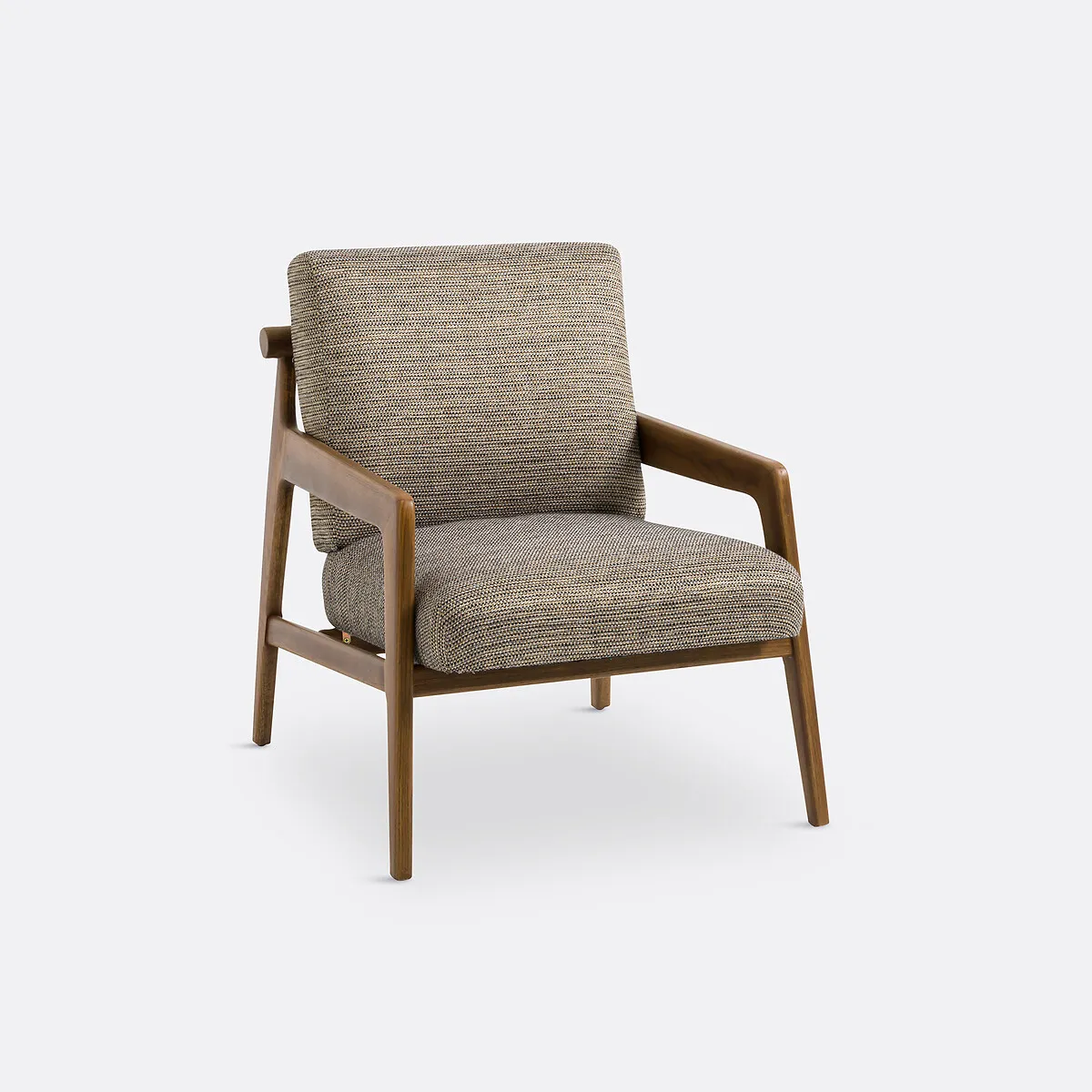 Fauteuil Vintage Tissu Chiné Et Chêne, Vinato