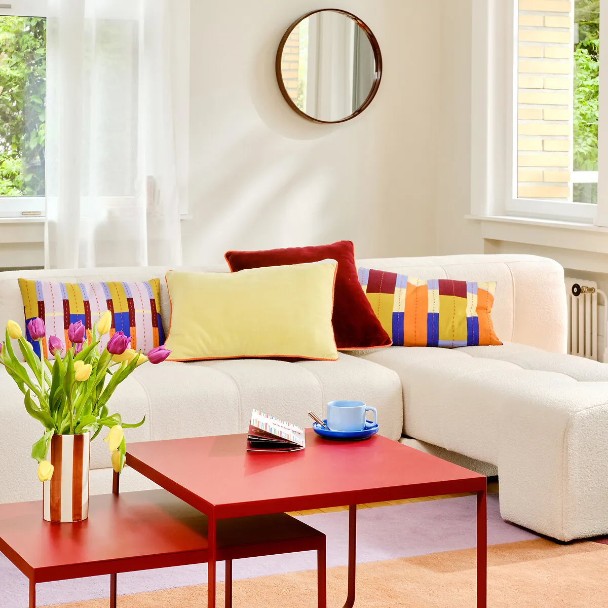 Housse De Coussin Bicolore Carrée 50x50 Cm, En Velours, GUSALI — vue 3