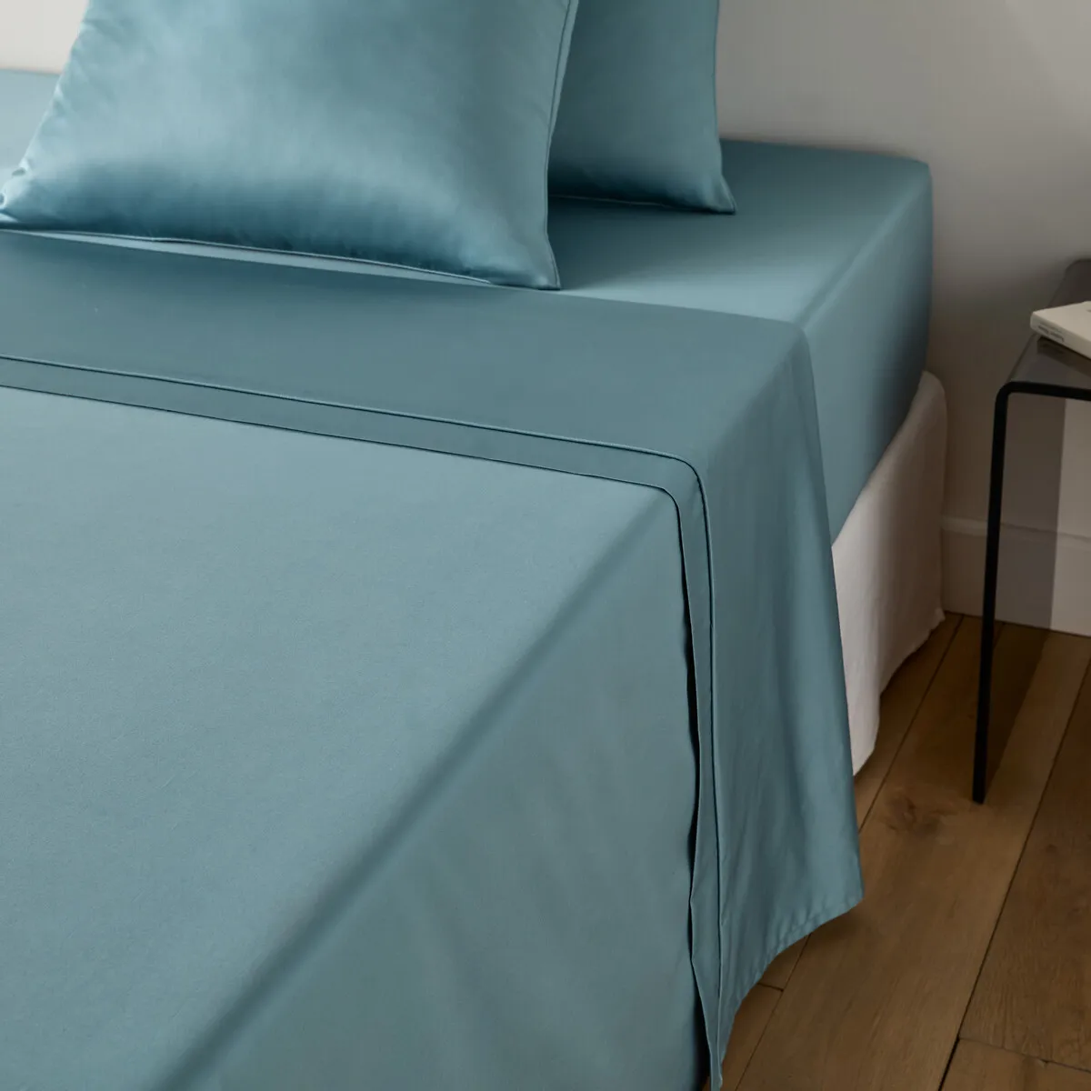 Drap Plat Uni En Satin De Coton, 153 Fils, Opale — vue 3