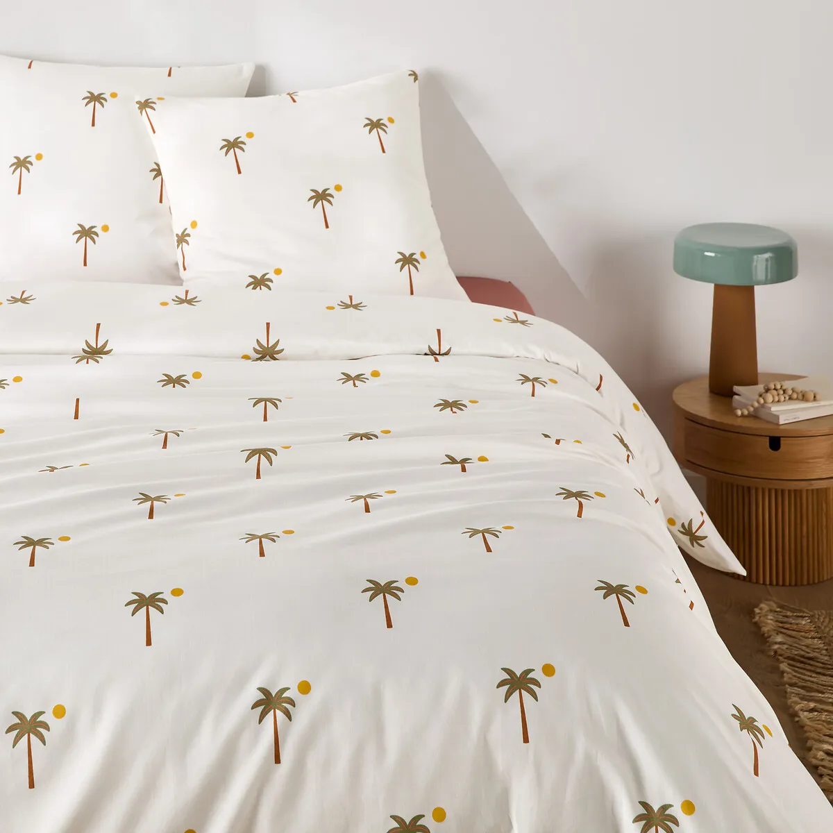 Parure De Lit 30% Coton Recyclé, Taie Carrée, Imprimé Palmiers, PARADELA